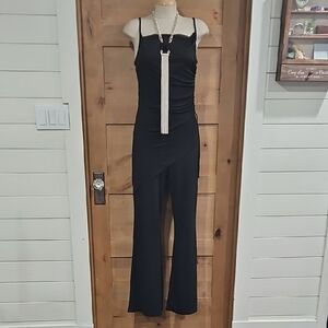 Black Wide-Leg Jumpsuit with Spaghetti Straps.  Sz L